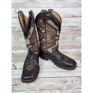 Laredo 5647 Womens Size 6.5 M Scout Square Toe Boots Mid Calf Brown Aztec